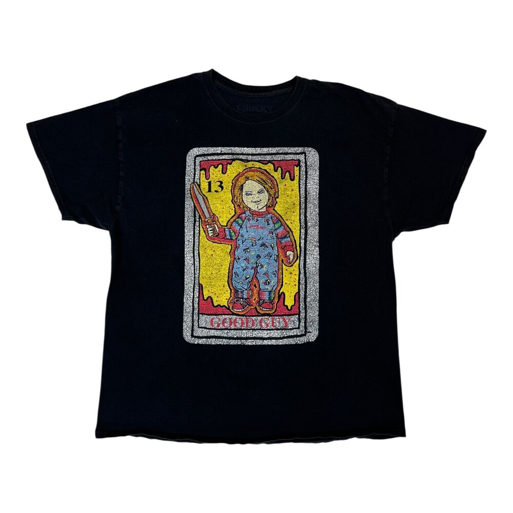 Chucky T-Shirt Men’s L Black Child’s Play Good Guy Doll Horror Movie Retro VTG
